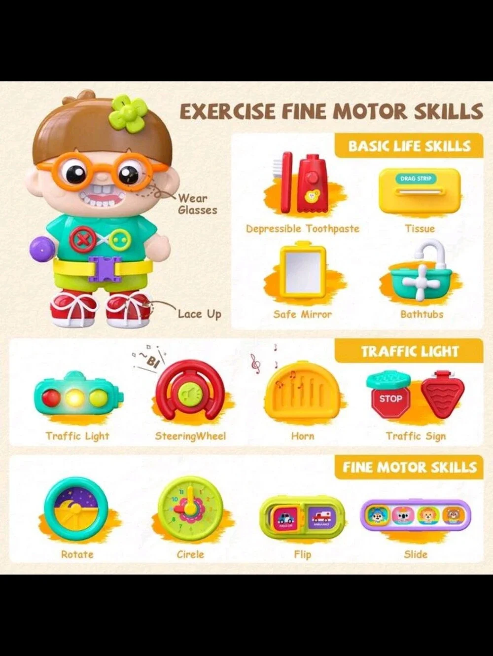 54-IN-1 Montessori  Toys For Toddler , Educational Sensory Board BILINGUAL LEARN